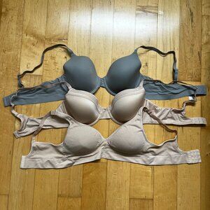 Wacoal Lined T Shirt Underwire Bras & Felina Seamless Wireless Bra 38B -Lot of 3